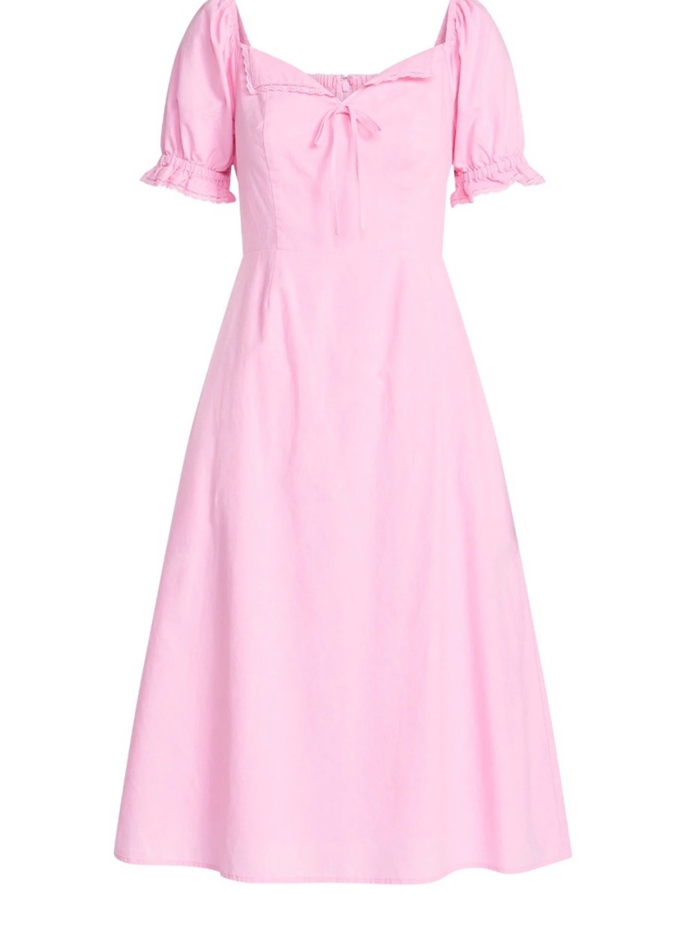 NWOT Pink Puff-Sleeve Midi Dress - Elegant Everyday Style